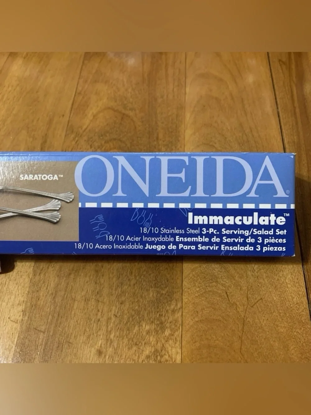3 pc set Oneida SARATOGA Flatware Casserole Spoons & Cold Meat Serving Fork NEW